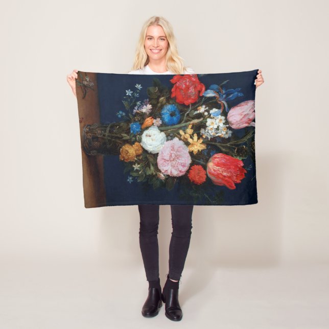 Couverture Polaire Fleurs dans un navire en verre, Jan Brueghel l'Anc (En situation)