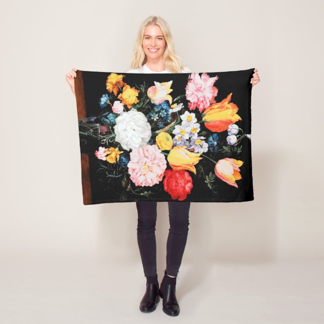 Couverture Polaire Fleurs dans un navire en verre, Jan Brueghel le pl (En situation)