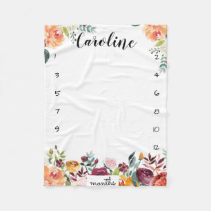 Couverture Polaire Fleurs d'aquarelle de traqueur de croissance