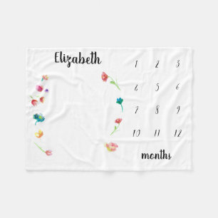 Couverture Polaire Fleurs d'aquarelle du mois de naissance