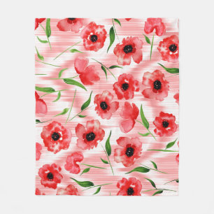 Couverture Polaire Fleurs d'aquarelle : ikat de pavot.