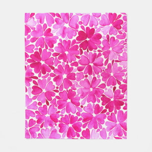 Couverture Polaire Fleurs d'aquarelle rose délicates