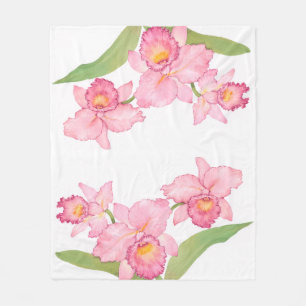 Couverture Polaire Fleurs d'aquarelle rose exotique