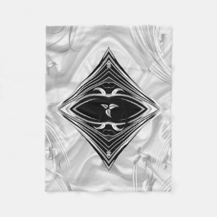 Couverture Polaire Fleurs d'argent ou Abstraites sur Black - Silk Fle