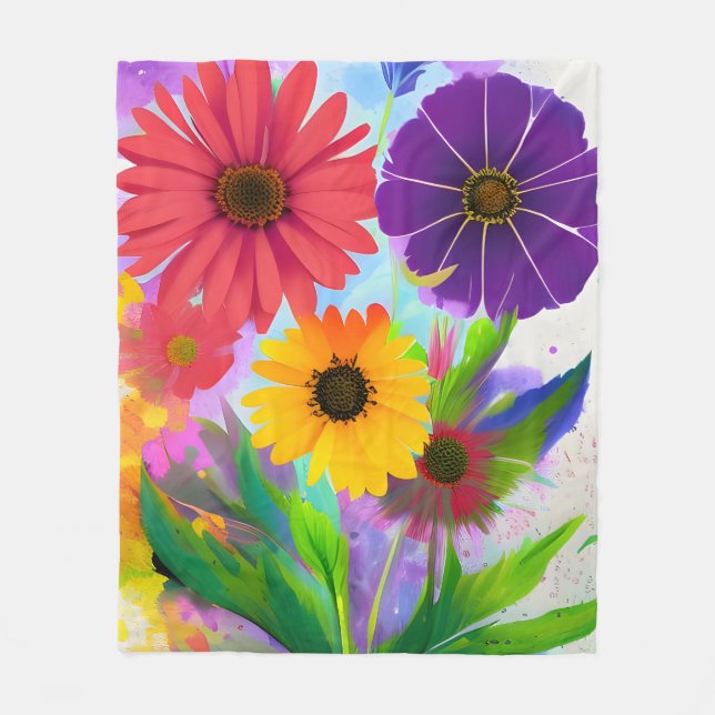 Couverture Polaire Fleurs d'art pop (Devant)