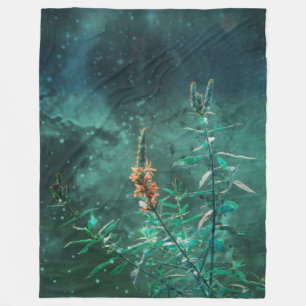 Couverture Polaire Fleurs de fée dans la lumière de lune de jade