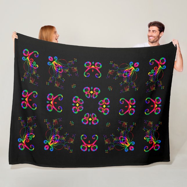 Couverture Polaire Fleurs de Fiesta Dansante (En situation)