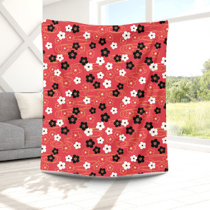 Couverture Polaire Fleurs de fleurs de cerisiers rouges du Sakura jap