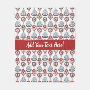 Couverture Polaire Fleurs de gris noir rouge nordique