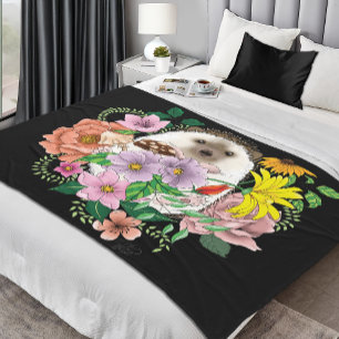 Couverture Polaire Fleurs de hérisson mignonnes