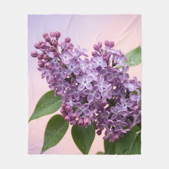 Couverture Polaire Fleurs de lilas violet frais Floral de printemps  (Devant)
