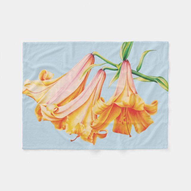 Couverture Polaire Fleurs de lys botanique d'art fin lis fleurs  (Devant (Horizontal))