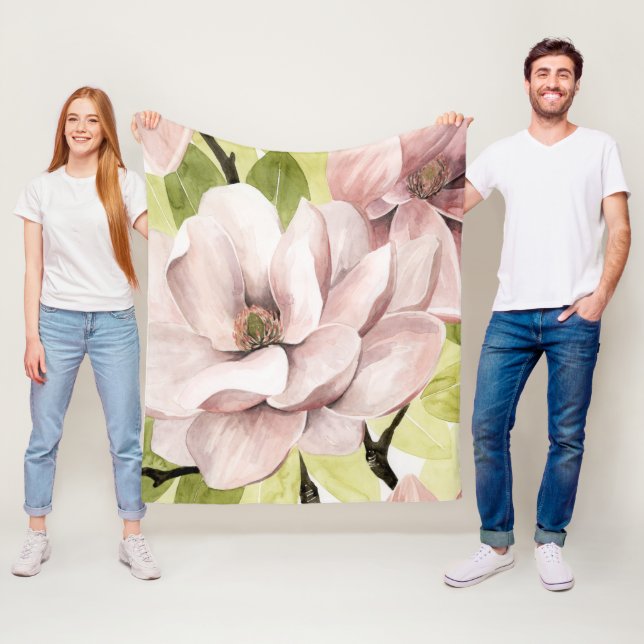 Couverture Polaire Fleurs de Magnolia (En situation)
