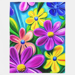 Couverture Polaire Fleurs de marguerite colorées