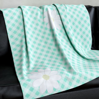 Couverture Polaire Fleurs de marguerite mignonette Vert En vichy Véri
