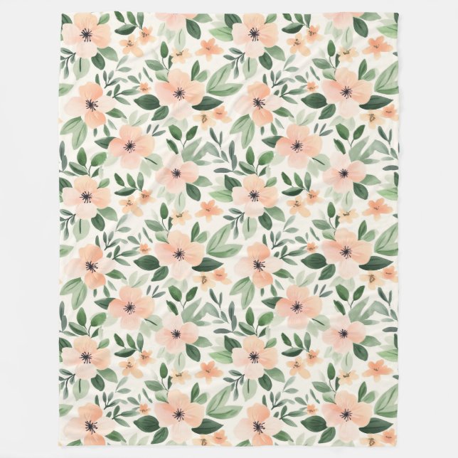 Couverture Polaire Fleurs de menthe pêche   (Devant)