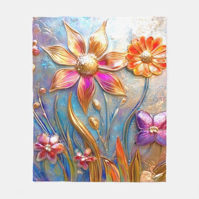 Couverture Polaire Fleurs de métal (Devant)