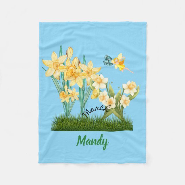 Couverture Polaire Fleurs de naissance Mar personnalisées et couvertu (Devant)