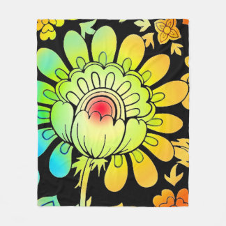 Couverture Polaire Fleurs de néon