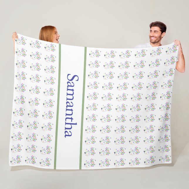 Couverture Polaire Fleurs de Papillon 60 x 80  (En situation)