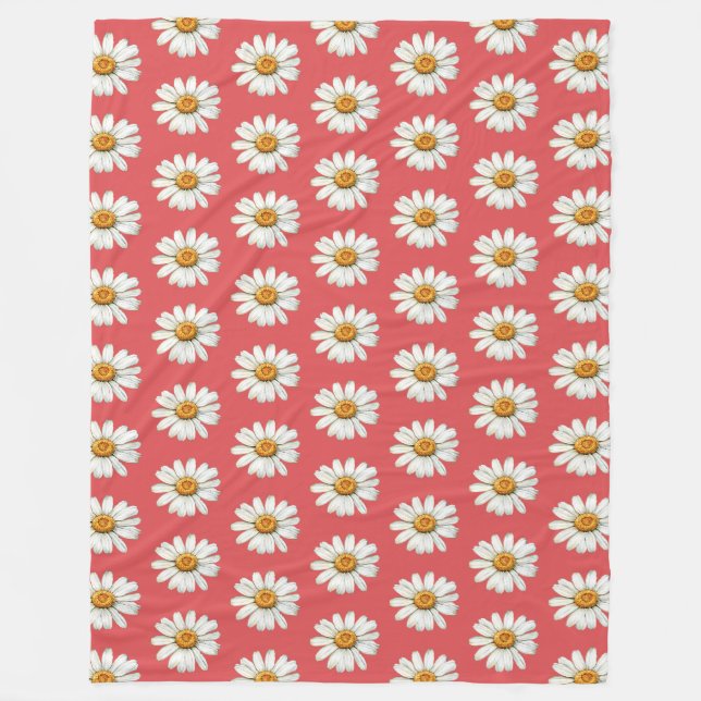Couverture Polaire Fleurs de Pâquerette Rouges Blanches Élégantes Ann (Devant)
