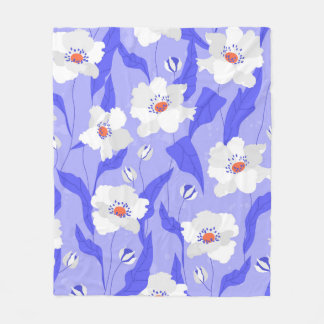 Couverture Polaire Fleurs de pavot blanc sans couture motif. Belle ha