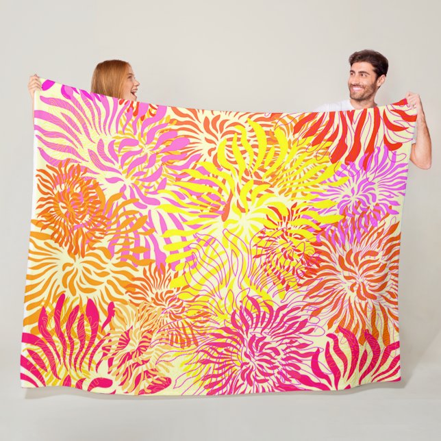 Couverture Polaire Fleurs de printemps colorées (En situation)