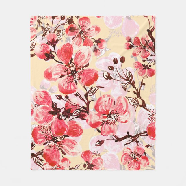Couverture Polaire Fleurs de printemps U Motif (Devant)