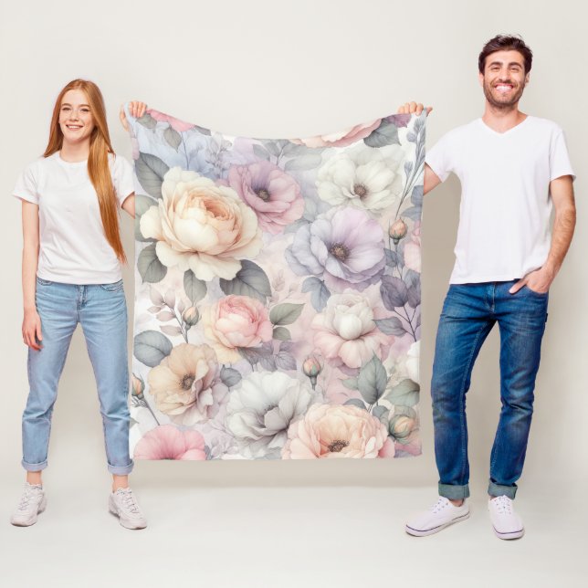 Couverture Polaire Fleurs de rose élégantes (En situation)