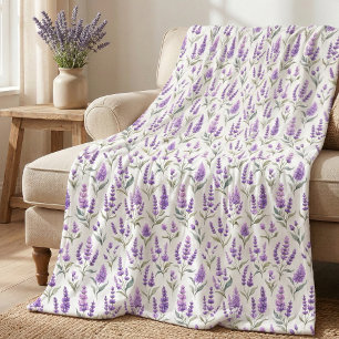 Couverture Polaire Fleurs de Sauge Violette Lavande Verte
