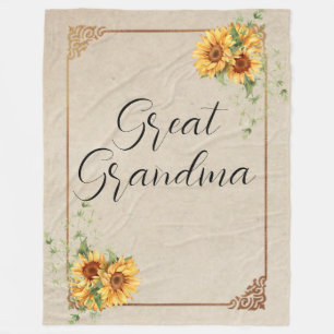 Couverture Polaire Fleurs de soleil avec cadre Vintage Grand grand gr
