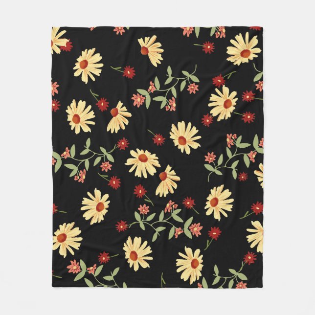 Couverture Polaire Fleurs de soleil d'automne : Harmonie rouge-orange (Devant)