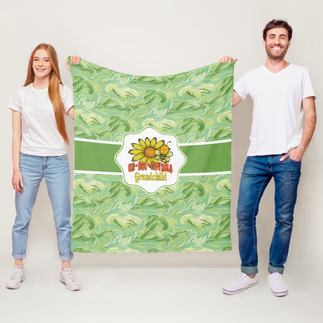 Couverture Polaire Fleurs de soleil et abeilles de grand-enfant incro (En situation)