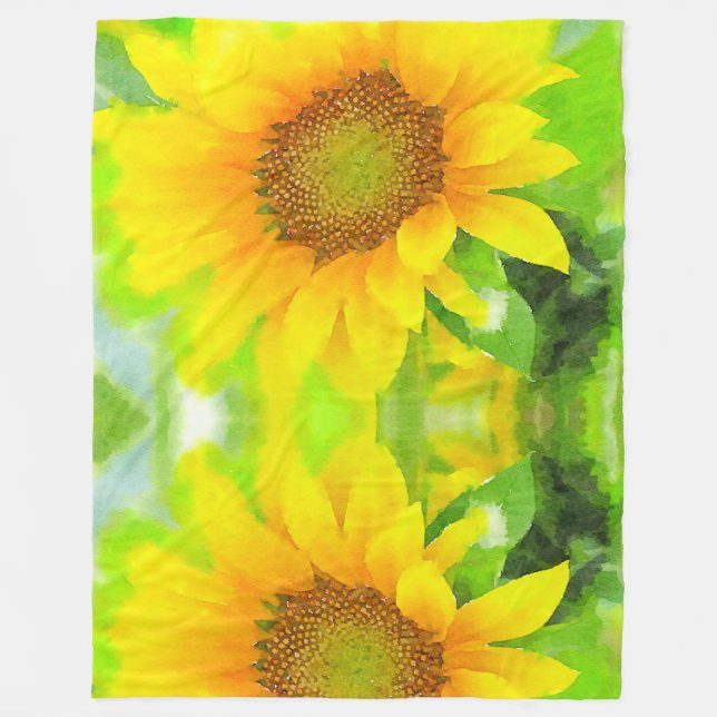 Couverture Polaire Fleurs de soleil jaune vif (Devant)