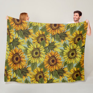 Couverture Polaire Fleurs de soleil sur Sage Arrière - plan Foliage O