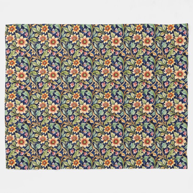Couverture Polaire Fleurs de style islamiste doré (Devant (Horizontal))
