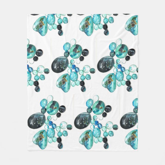 Couverture Polaire Fleurs de verre de mer et bling (Devant)