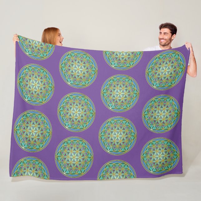 Couverture Polaire FLEURS DE VIE - Géométrie Sacrée Design 1 (En situation)