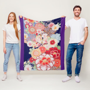 Couverture Polaire Fleurs, design japonais