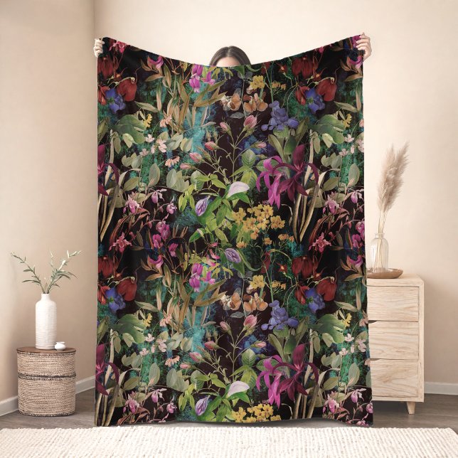 Couverture Polaire Fleurs douces aux feuilles colorées (Créateur téléchargé)