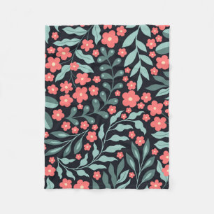 Couverture Polaire Fleurs en fleurs de style rétro rose dans le style