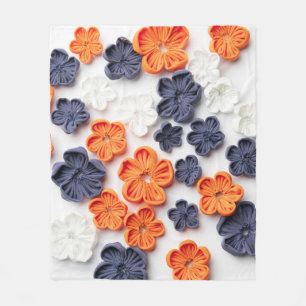 Couverture Polaire Fleurs en tissu cousu à la main printemps orange b