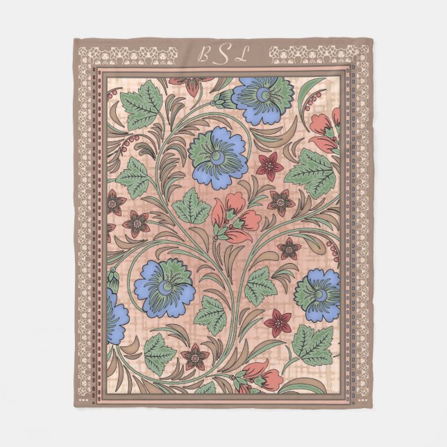 Couverture Polaire Fleurs et dentelles côtières Art nouveau - Monogra (Devant)