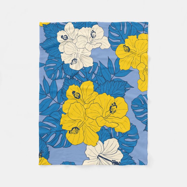 Couverture Polaire Fleurs et feuilles d'hibiscus   (Devant)