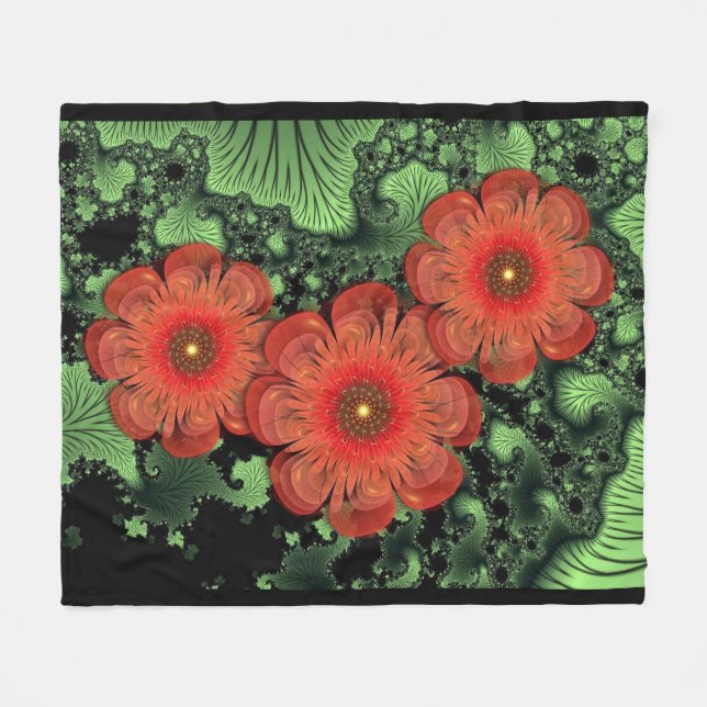 Couverture Polaire Fleurs Et Fleurs Blanche En Toison (Devant (Horizontal))