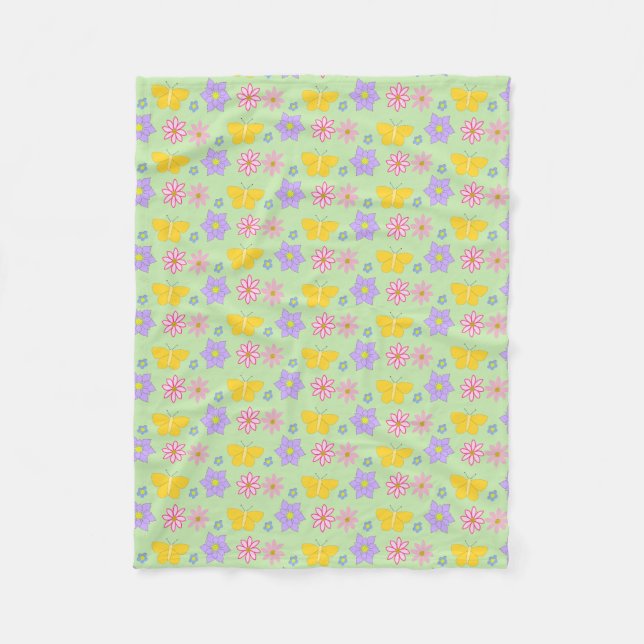 Couverture Polaire Fleurs et papillons de la Fête des mères (Devant)