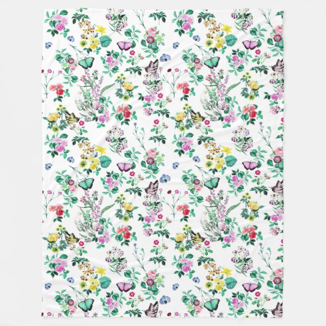 Couverture Polaire Fleurs et papillons Joli (Devant)