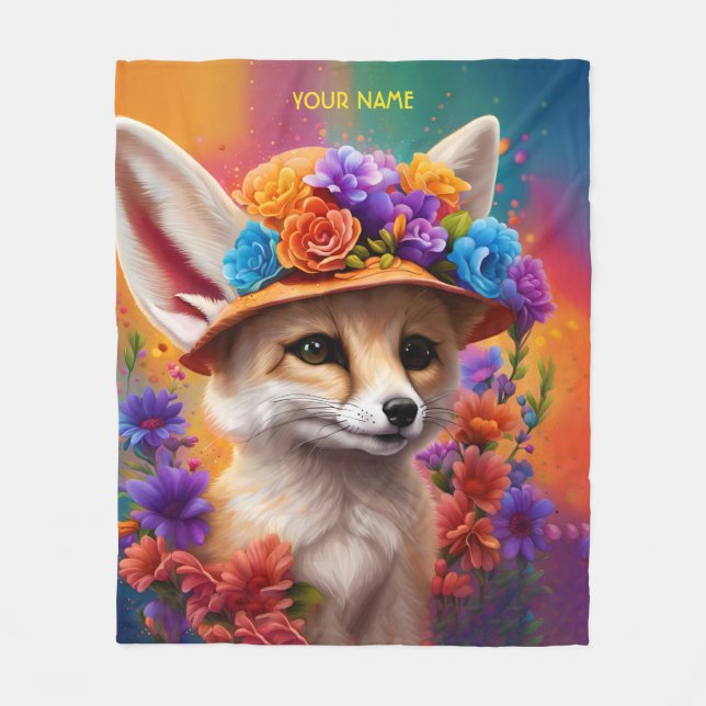 Couverture Polaire Fleurs Fennec Fennec Fennec Imaginaire mignonnes (Devant)