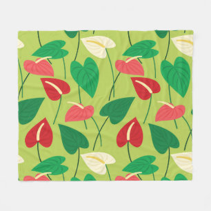 Couverture Polaire Fleurs flamingo colorées motif