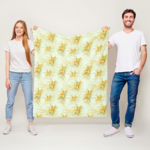Couverture Polaire Fleurs Florales Jaunes Vintage Narcisse